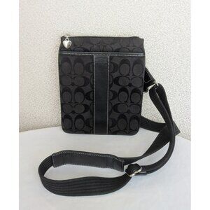 Vintage Coach Signature Stripe Crossbody Swingpack Canvas Leather